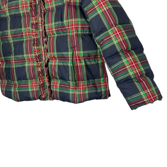 |EUC| TALBOTS Plaid Ruffle Down Fill Puffer Jacket - Picture 3 of 6